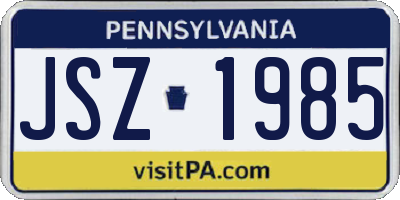 PA license plate JSZ1985