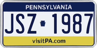 PA license plate JSZ1987