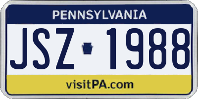 PA license plate JSZ1988