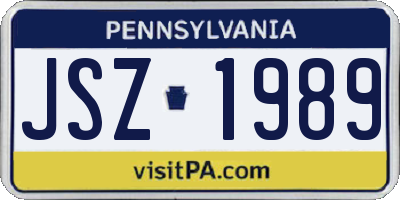 PA license plate JSZ1989