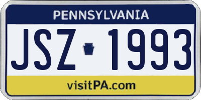 PA license plate JSZ1993