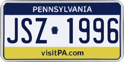 PA license plate JSZ1996