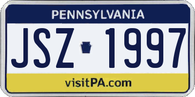 PA license plate JSZ1997
