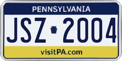 PA license plate JSZ2004