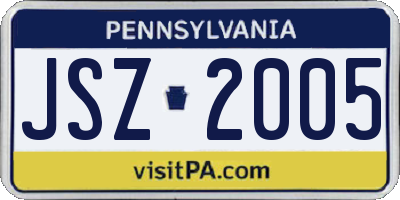 PA license plate JSZ2005
