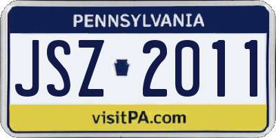 PA license plate JSZ2011