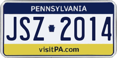 PA license plate JSZ2014