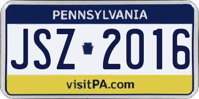 PA license plate JSZ2016