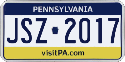 PA license plate JSZ2017