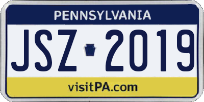 PA license plate JSZ2019