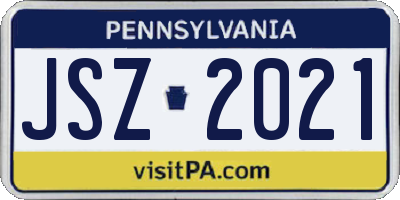 PA license plate JSZ2021