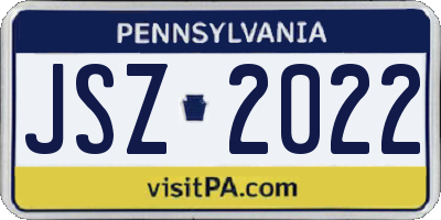 PA license plate JSZ2022