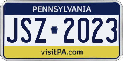 PA license plate JSZ2023