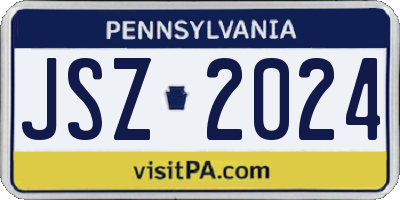 PA license plate JSZ2024
