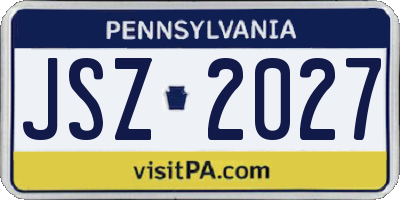 PA license plate JSZ2027