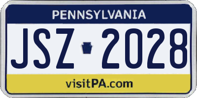 PA license plate JSZ2028