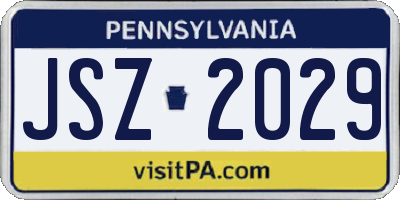 PA license plate JSZ2029