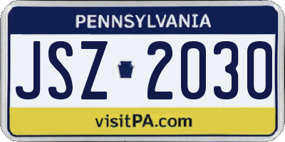 PA license plate JSZ2030