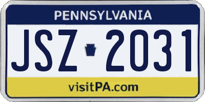PA license plate JSZ2031