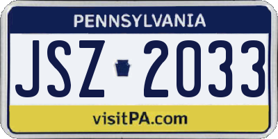 PA license plate JSZ2033