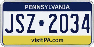 PA license plate JSZ2034