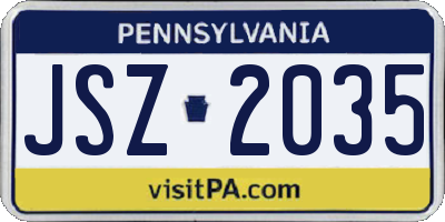 PA license plate JSZ2035