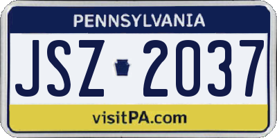 PA license plate JSZ2037