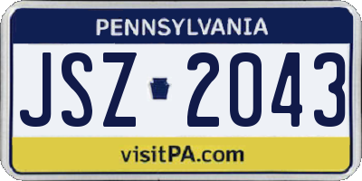 PA license plate JSZ2043