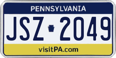 PA license plate JSZ2049