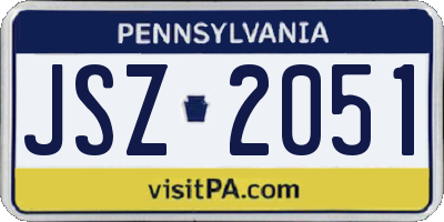 PA license plate JSZ2051