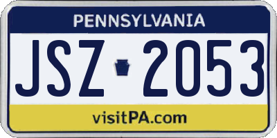 PA license plate JSZ2053