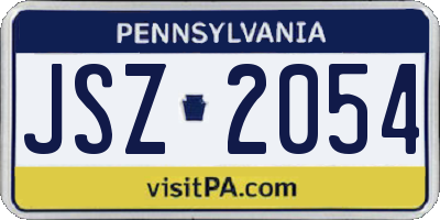 PA license plate JSZ2054