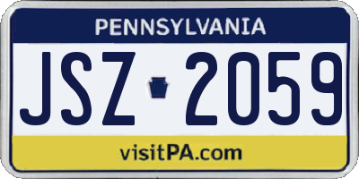PA license plate JSZ2059