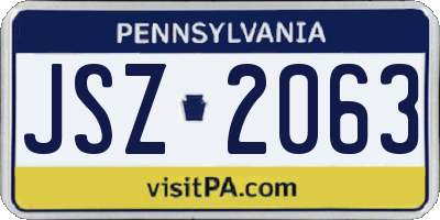 PA license plate JSZ2063