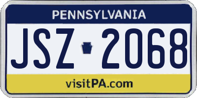 PA license plate JSZ2068