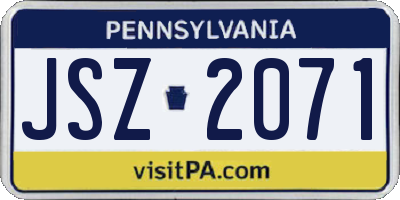 PA license plate JSZ2071