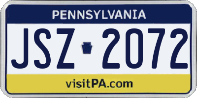 PA license plate JSZ2072
