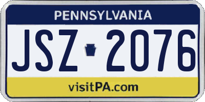 PA license plate JSZ2076