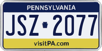 PA license plate JSZ2077