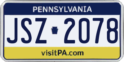 PA license plate JSZ2078