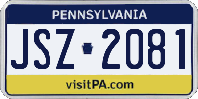 PA license plate JSZ2081