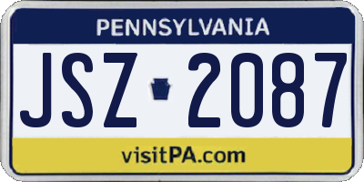 PA license plate JSZ2087