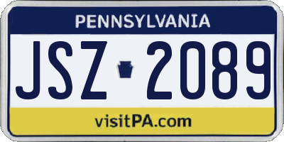 PA license plate JSZ2089