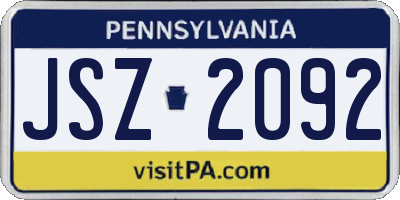 PA license plate JSZ2092