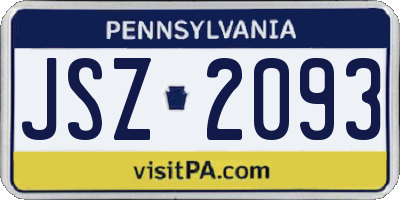 PA license plate JSZ2093