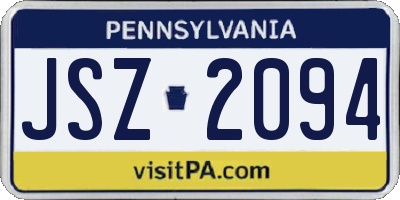 PA license plate JSZ2094