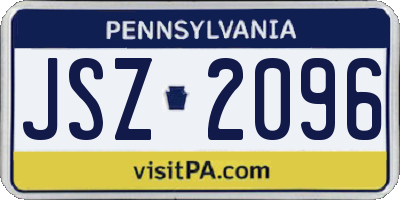 PA license plate JSZ2096