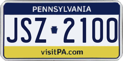 PA license plate JSZ2100