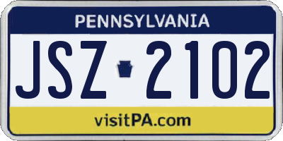 PA license plate JSZ2102