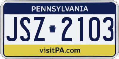 PA license plate JSZ2103